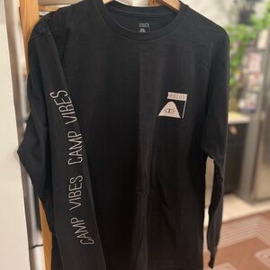 Black Long Sleeve Shirt with Camp Vibes Print